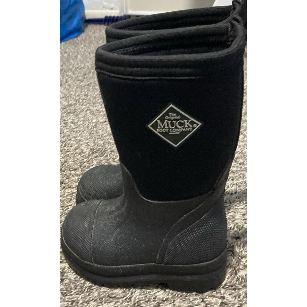 Muck Boot Company Kids C7 Black Waterproof Rain Boots Rubber Neoprene - Picture 2 of 13
